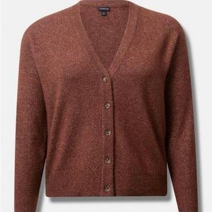 Vegan Cashmere V Neck Cardigan Drop Shoulder Sweater